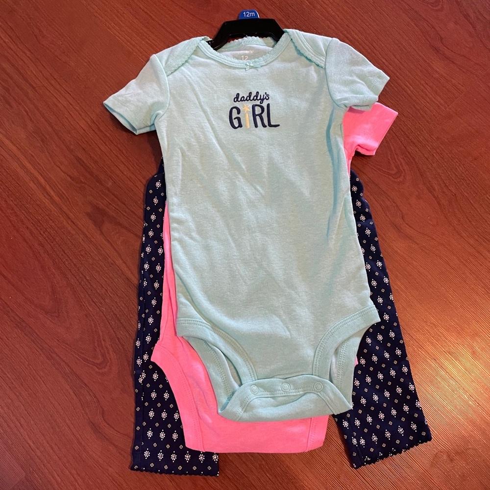 NWT Carter’s girl 3 piece octopus set Daddy’s girl